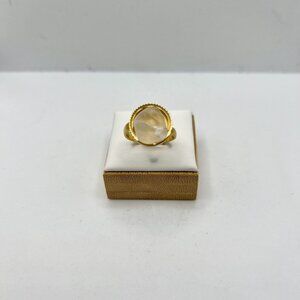 Moon Quartz Gold Stainless Steel Ring - size 7.75